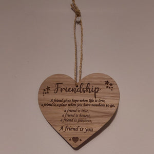 Best Friend Birthday Gifts for Wife, Him, Her, Mum Women Special Friendship Quote Ornament Wooden Hanging Heart Plaque Decoration Wall Sign