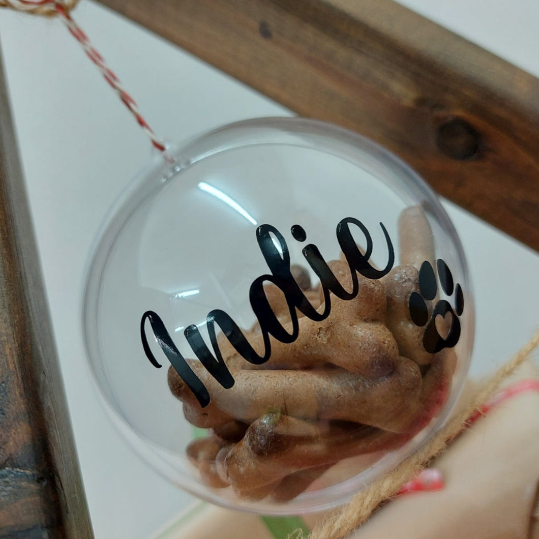 Personalised Fillable Dog Treat Bauble