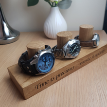 Load image into Gallery viewer, Personalised Oak Watch Stand For One To Four Watches