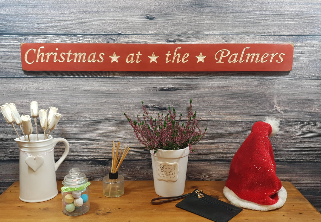 Personalised Christmas Gifts -Long wooden sign- Merry Christmas Sign