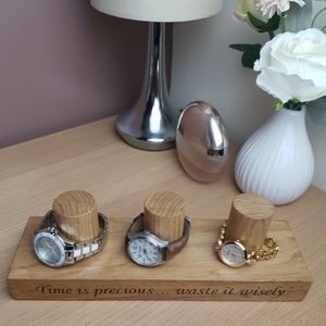 Personalised Oak Watch Stand For One To Four Watches