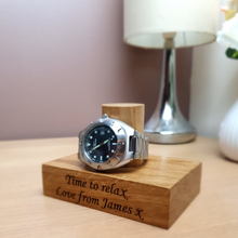Load image into Gallery viewer, Personalised Oak Watch Stand For One To Four Watches