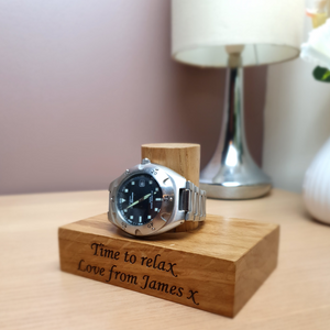 Personalised Oak Watch Stand For One To Four Watches