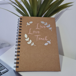 Live Love Teach- Personalised Teacher Notebook - Miss Mrs Mr - End of Term - Present - Custom - School - Nursery