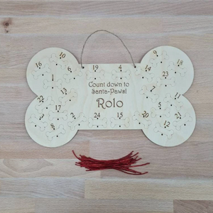 Personalised, reusable, wooden dog advent calendar
