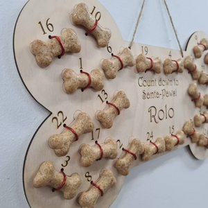 Personalised, reusable, wooden dog advent calendar